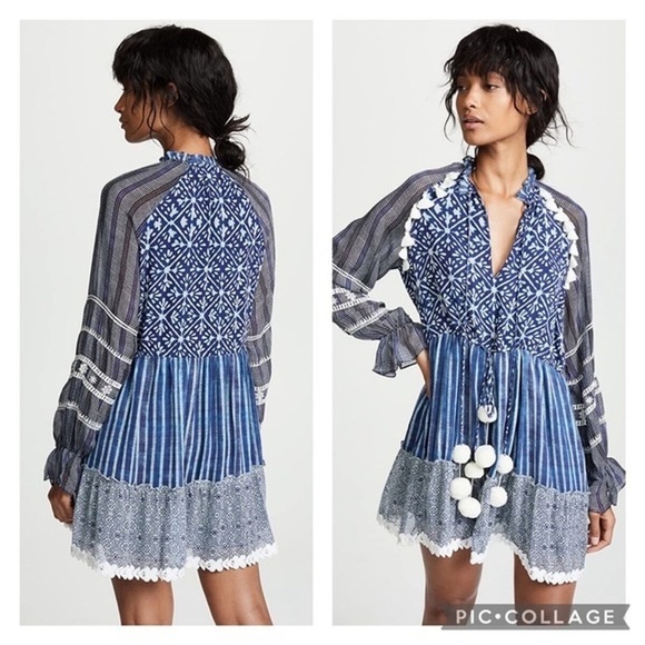 HEMANT & NANDITA Dresses & Skirts - Hemant & Nadita Blue Pom Dress